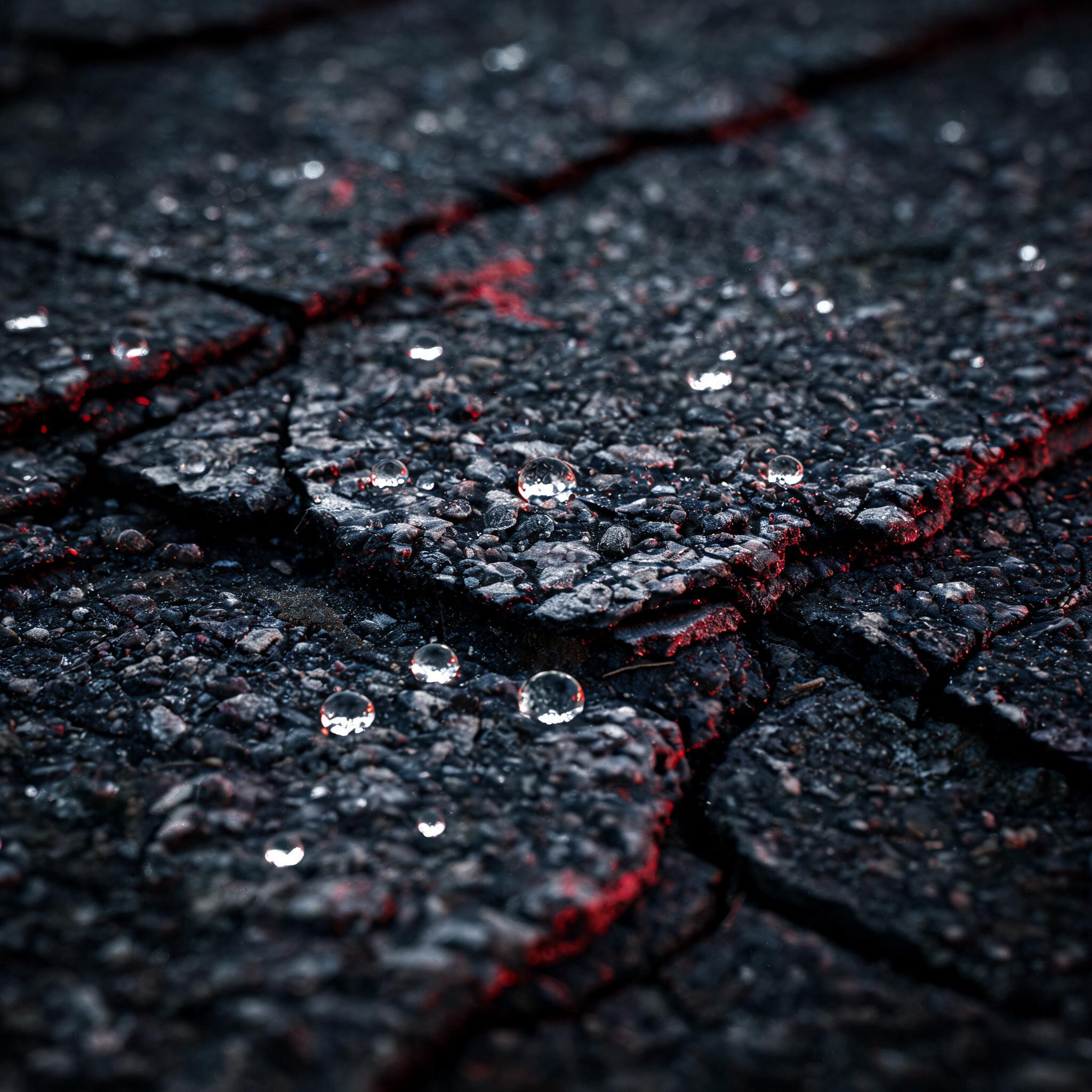 Close-up of hail-damaged roof shingles